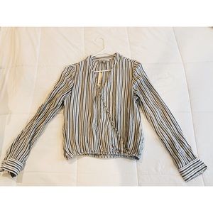 Striped button up top